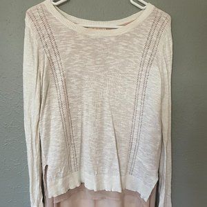 White sweater with sheer pale pink lining